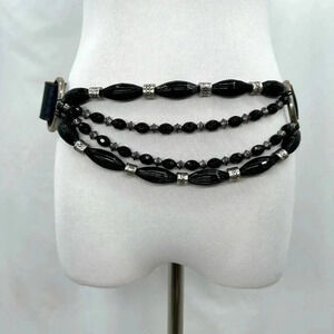 Antoniazzi Firenze Womens Leather Belt Medium Black Beaded